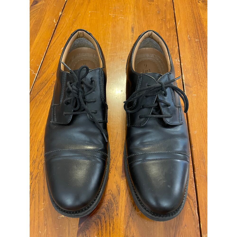 George Men's Black Size 9 Cap Toe Branford Casual Oxford Dress Shoes Comfort